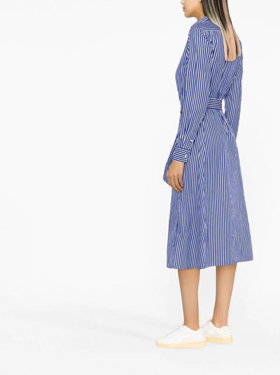 Long Sleeves Chemisier Striped Long Dress