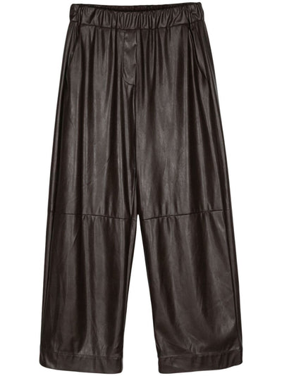 Poggiolo Crop Elastic Waist Ecoleather Trousers