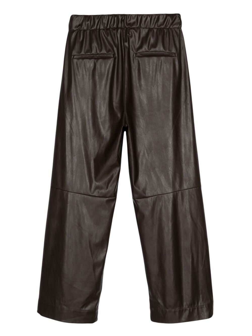 Poggiolo Crop Elastic Waist Ecoleather Trousers