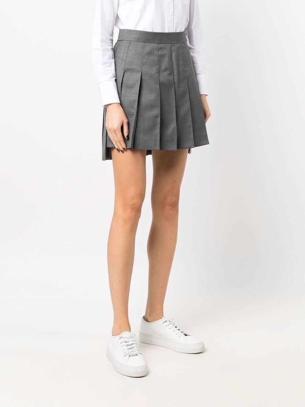 Thigh Length Dropped Back Pleated Skirt