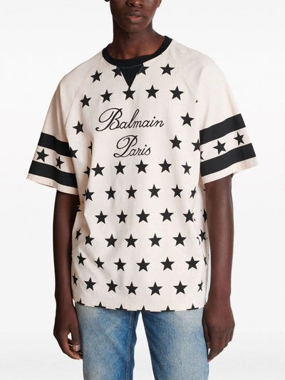 Balmain Signature Stars Print T-shirt