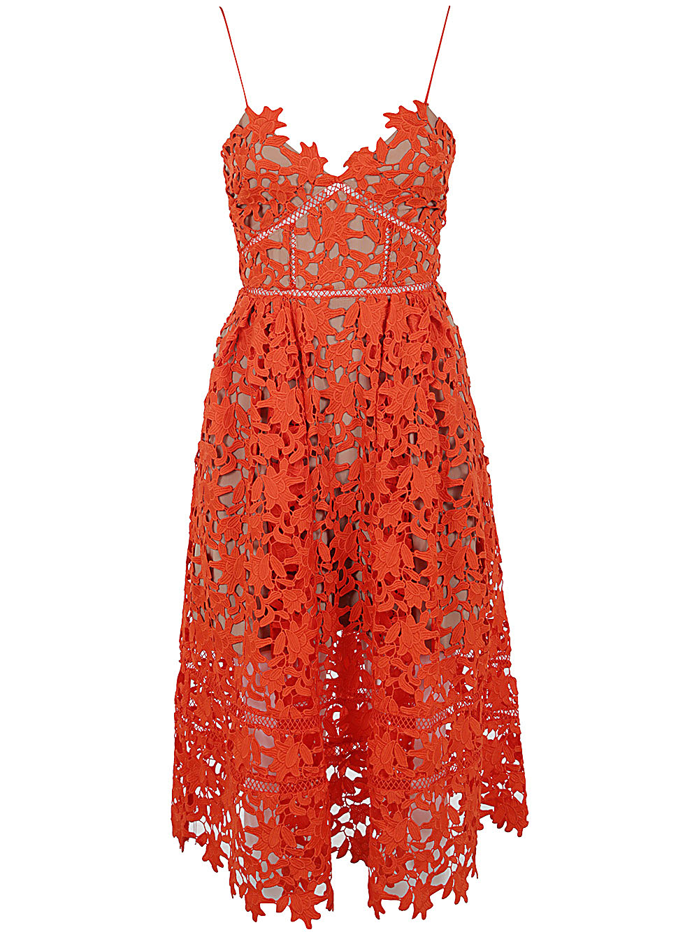 Orange Azaelea Lace Midi Dress
