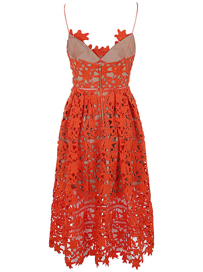 Orange Azaelea Lace Midi Dress