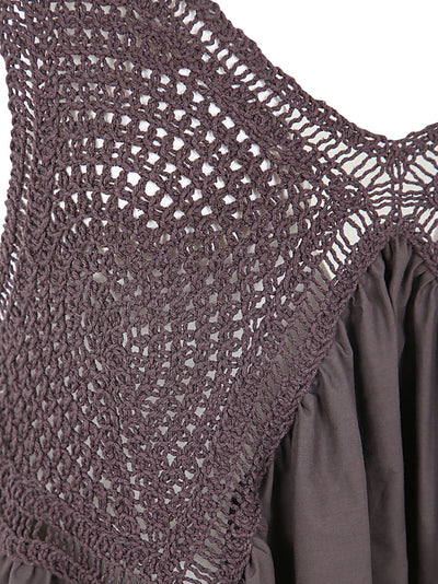 Crochet And Popeline Combined Dress