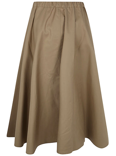 Wide Midi Skirt With Big Patched Pockets