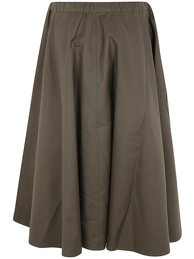 Wide Midi Skirt With Big Patched Pockets