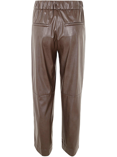 Poggiolo Crop Elastic Waist Ecoleather Trousers