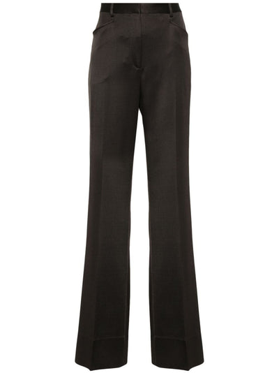 Silk And Wool Twill Boot Cut Pants