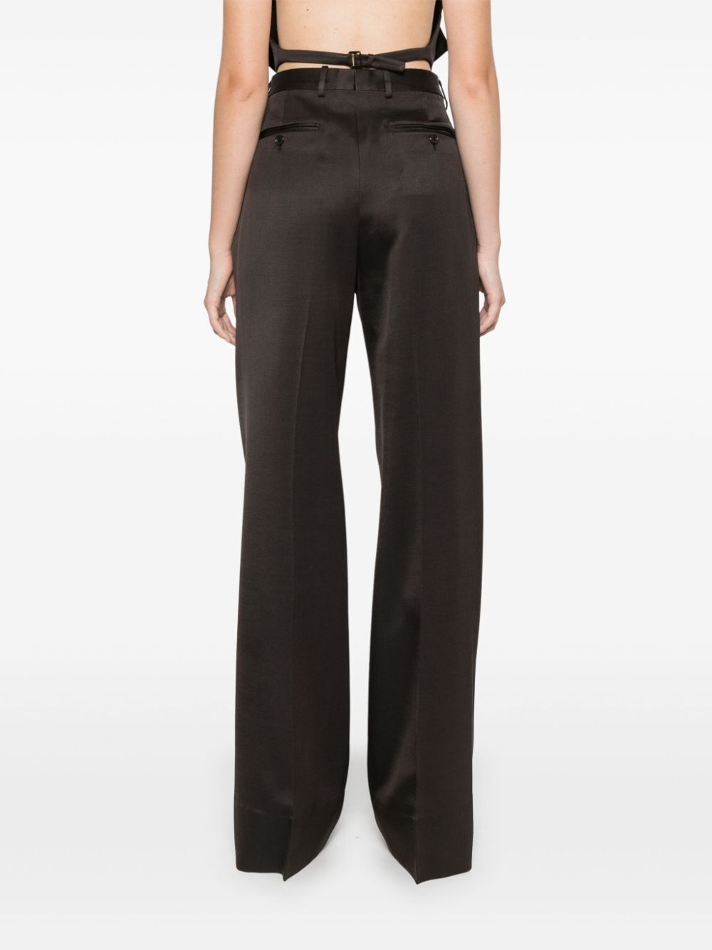 Silk And Wool Twill Boot Cut Pants