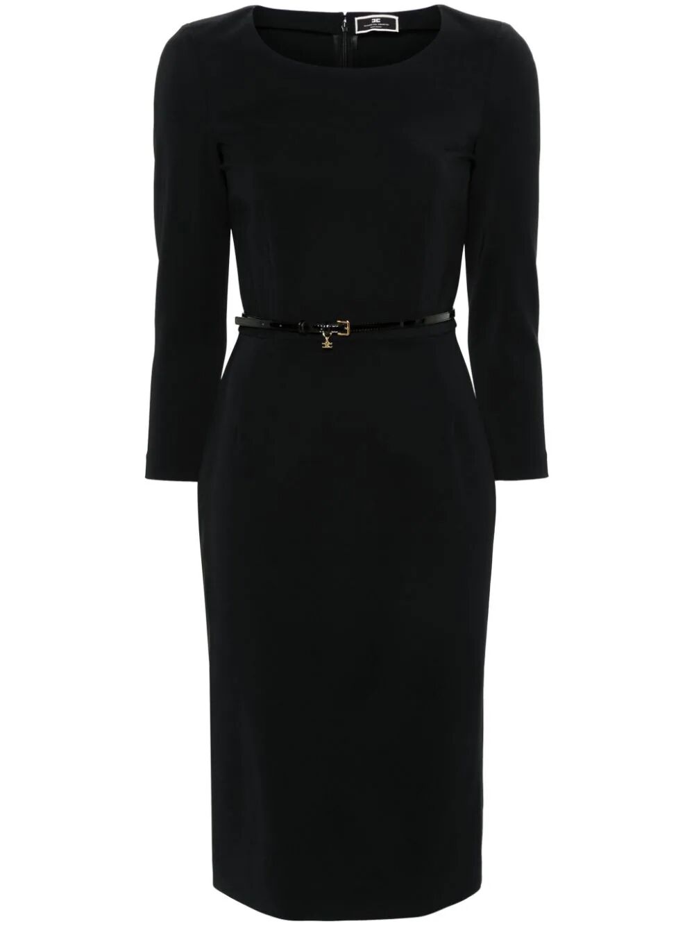 Long Sleeves Crew Neck Pencil Dress With Belt