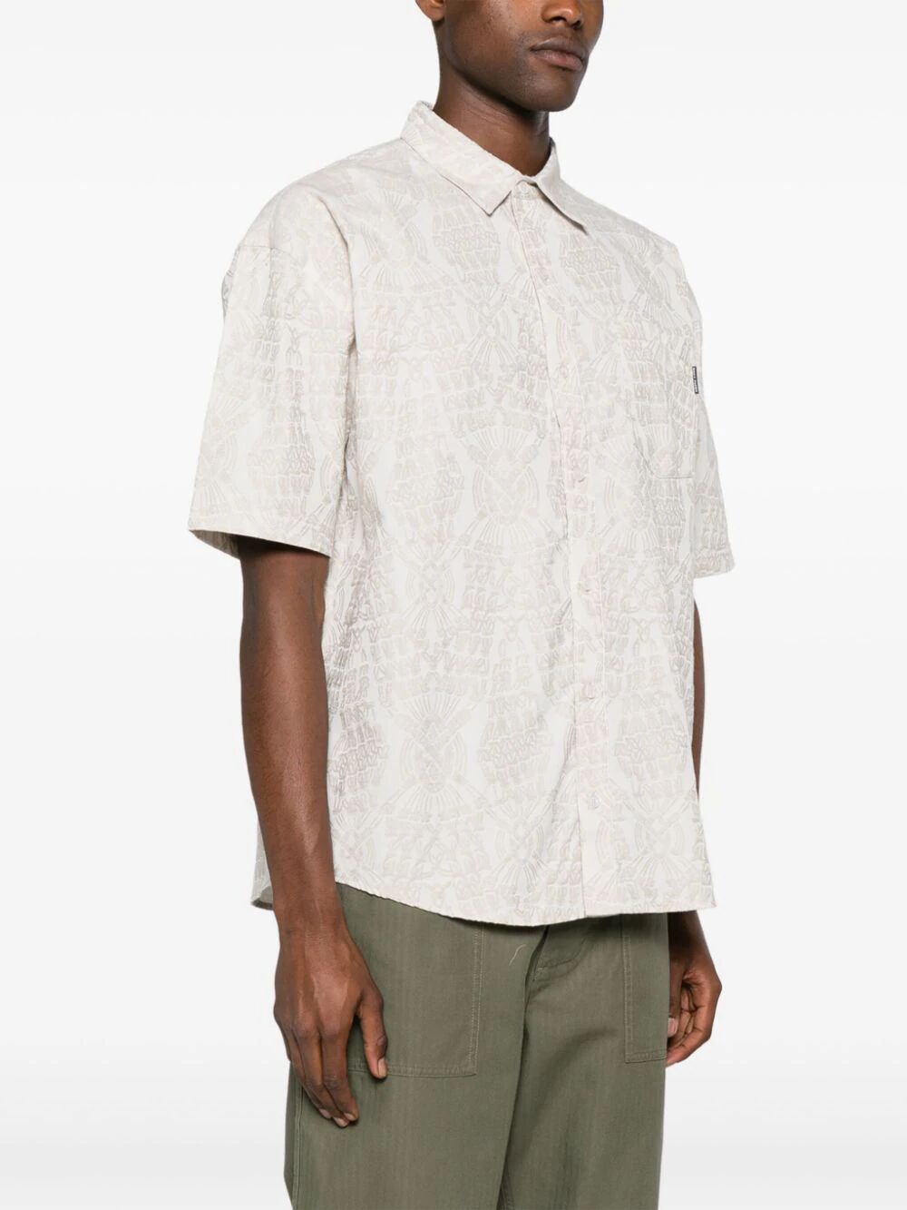 Zuri Macrame Jacquard Relaxed Short Sleeves Shirt