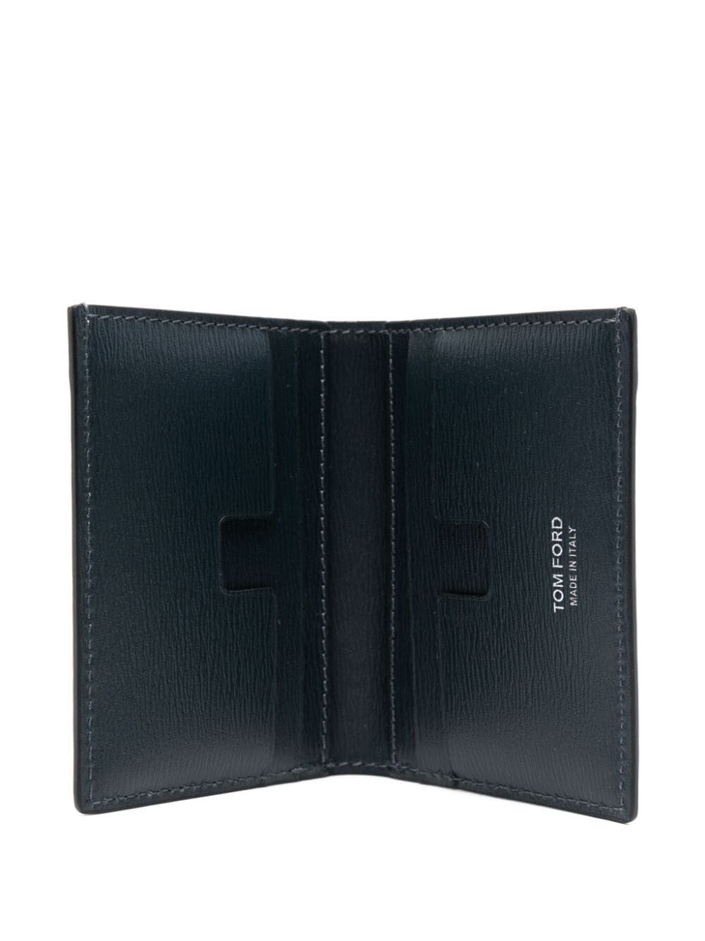 Horizontal Grain Leather T Line Folding Cardholder