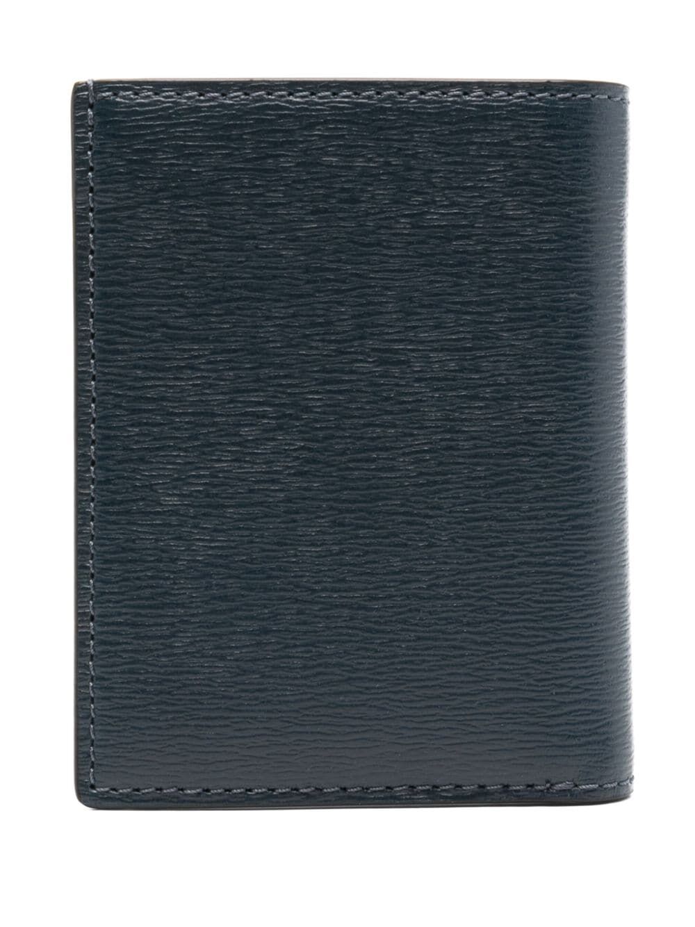 Horizontal Grain Leather T Line Folding Cardholder