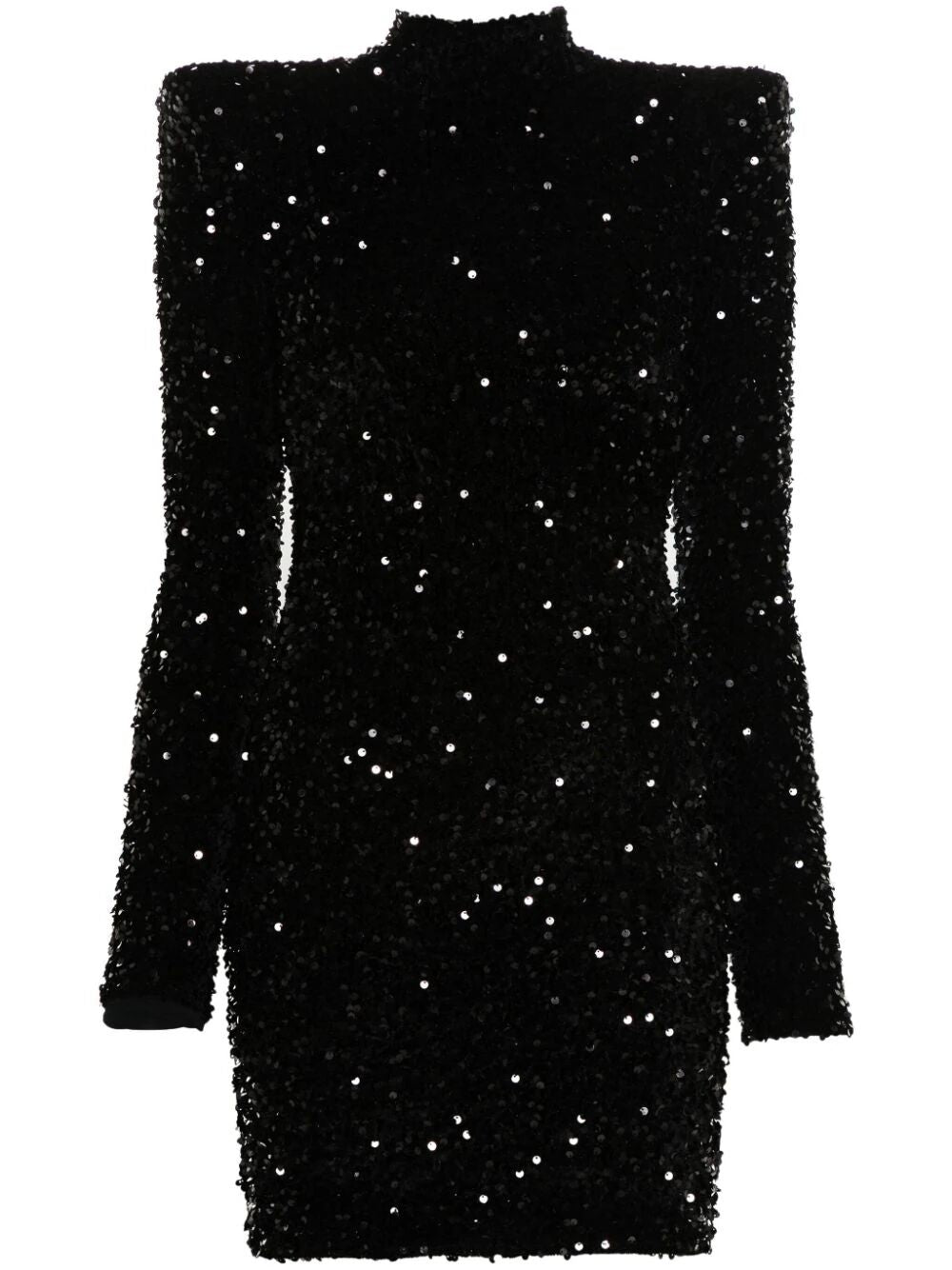 Long Sleeves High Neck Dress With Paillettes