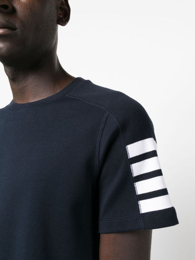 Short Sleeve Tee With 4 Bar Stripe In Milano Cotton