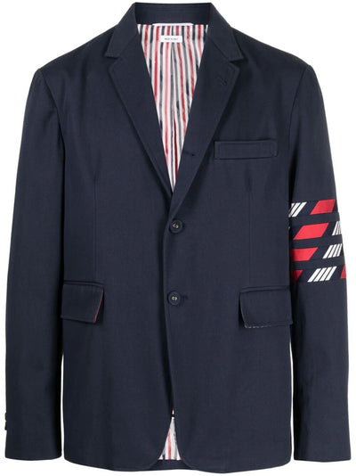Unconstructed Classic Sport Coat - Fit 1 - With 4 Bar In 4 Bar Repp Stripe Silk Cotton Mogador