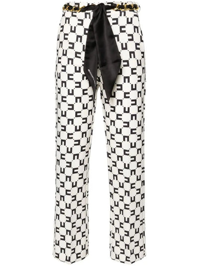 Macro Printing Flared Pants With Belt