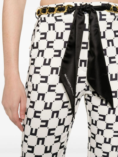 Macro Printing Flared Pants With Belt