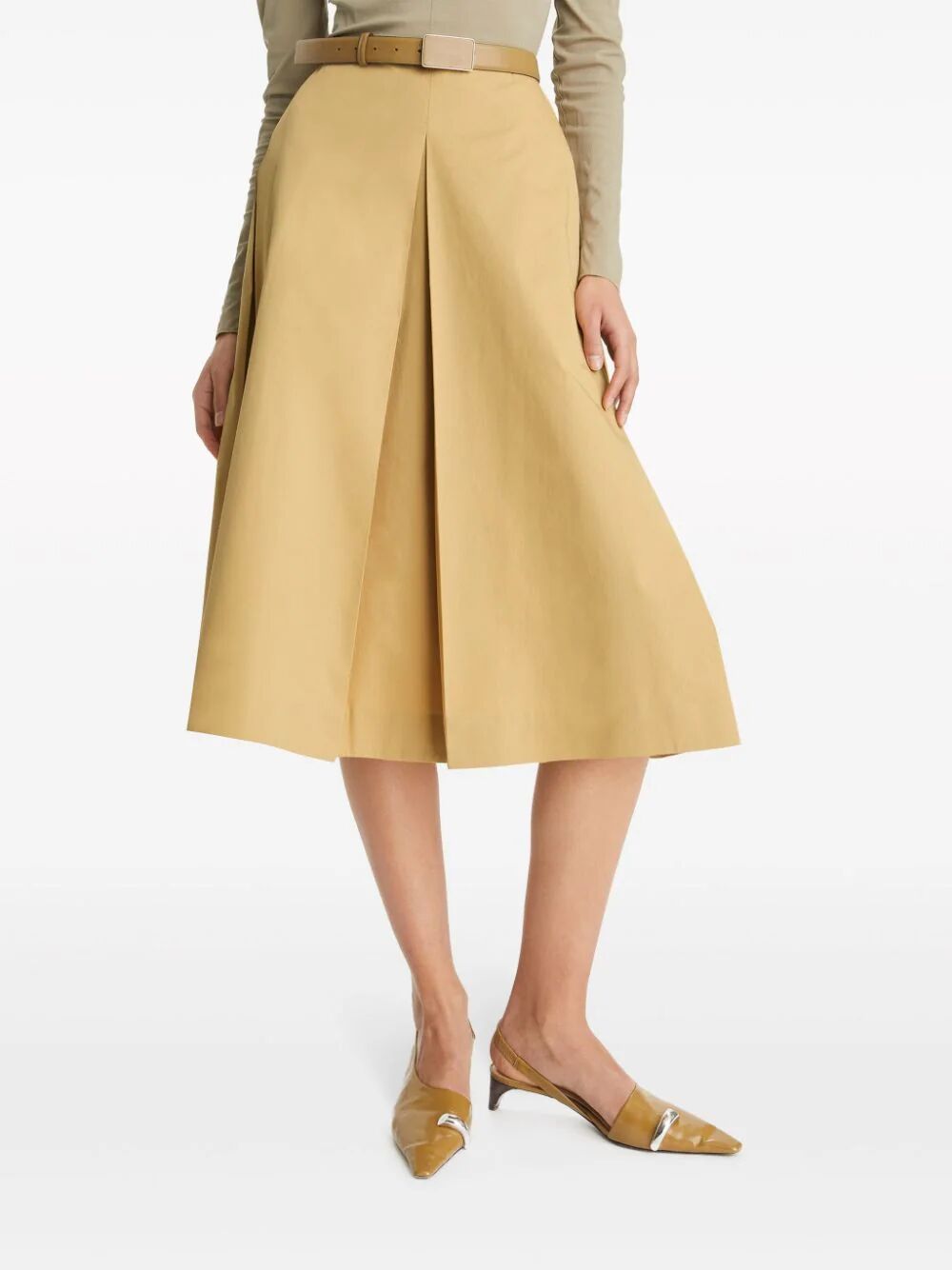 Pleated Poplin Skirt