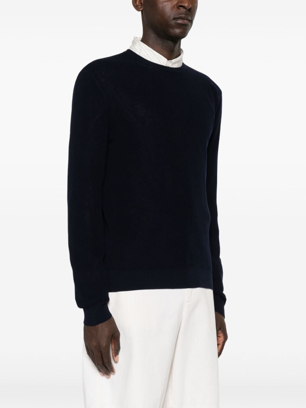 Long Sleeves Crew Neck Ribbed Sweater