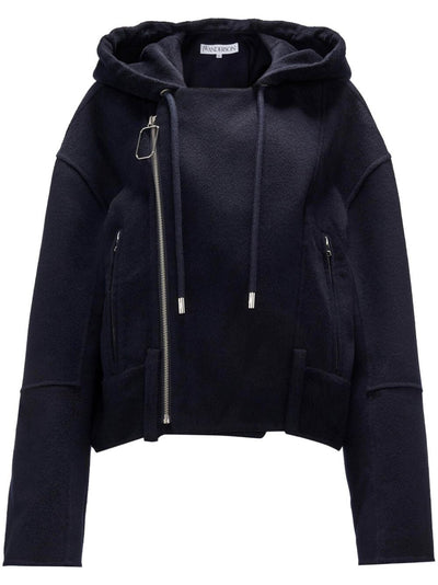 Hooded Biker Jacket Double Face