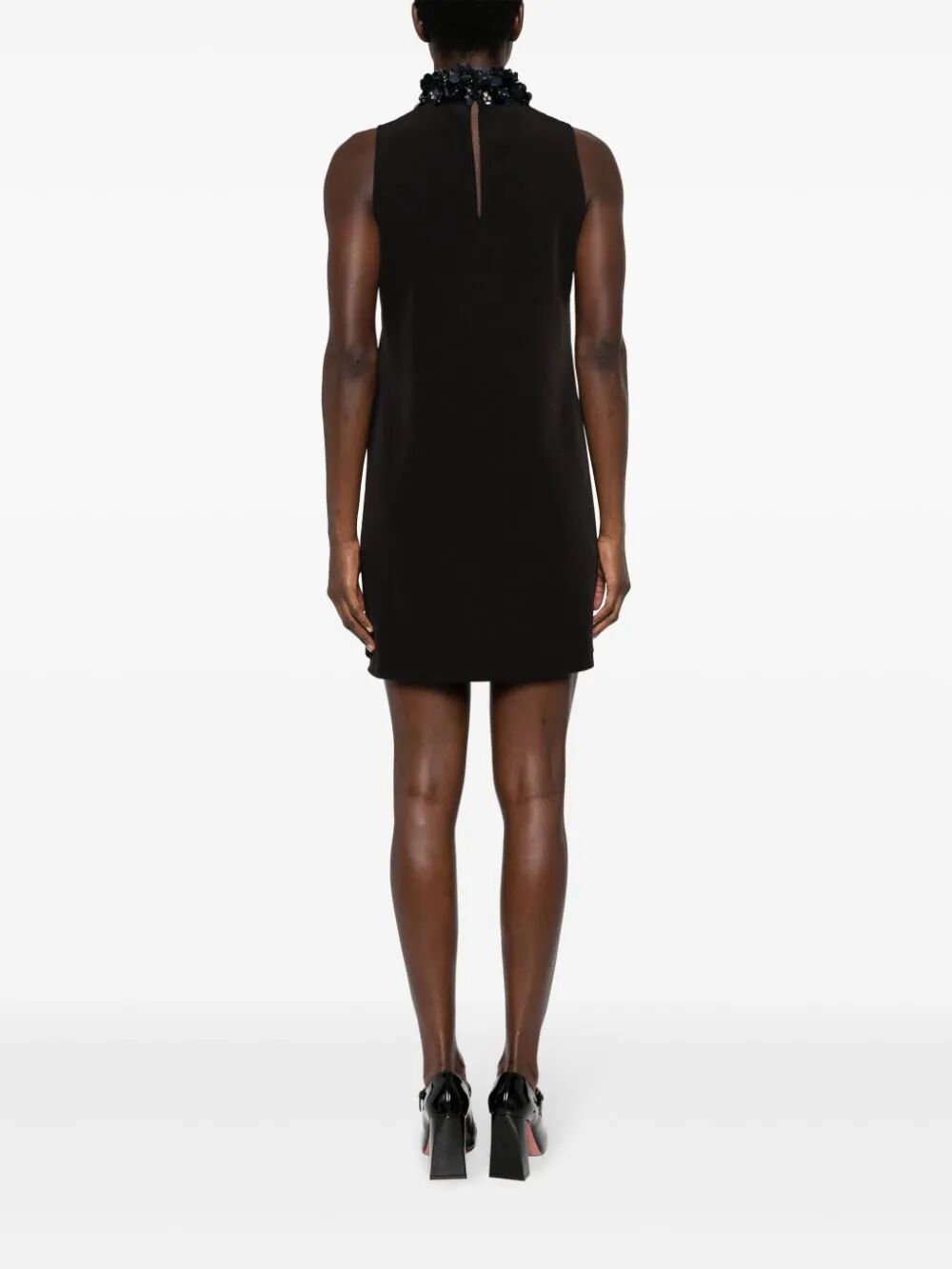 Sleeveless High Neck Mini Dress With Paillettes