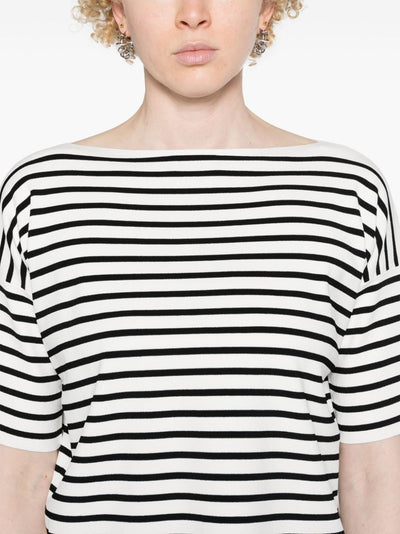 Striped Short Sleeve Round Neck Pullover