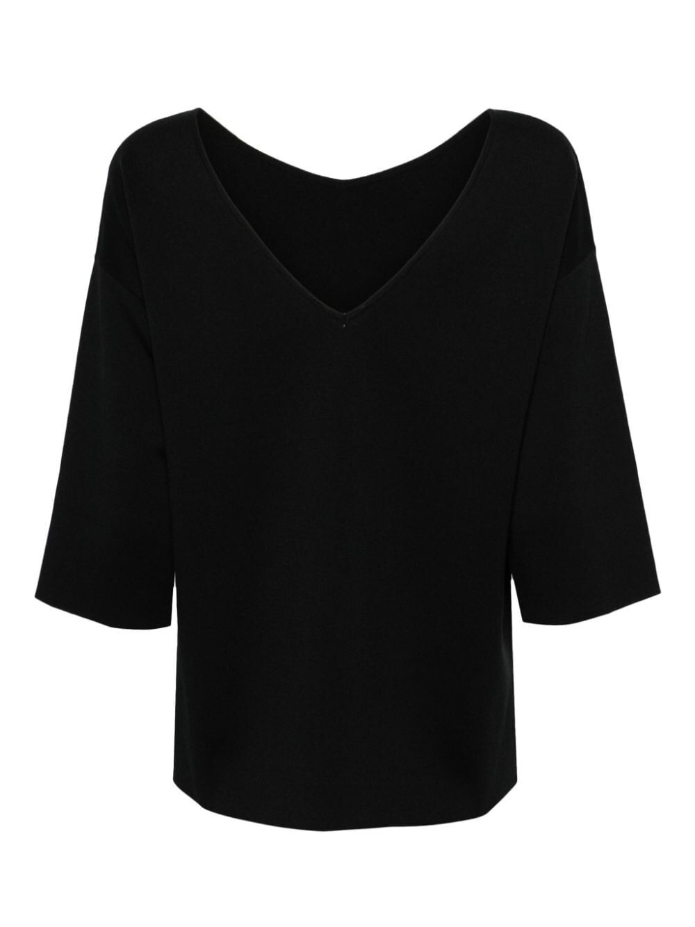 3/4 Sleeves Wide V Neck Sweater