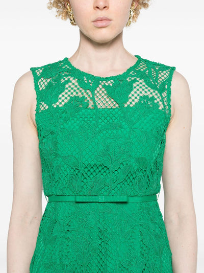 Green Lace Sleeveless Midi Dress