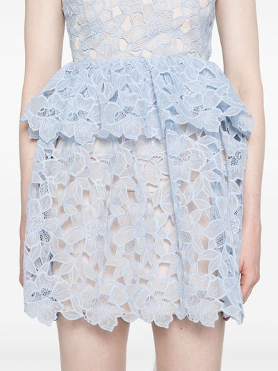 Blue Organza Lace Mini Dress