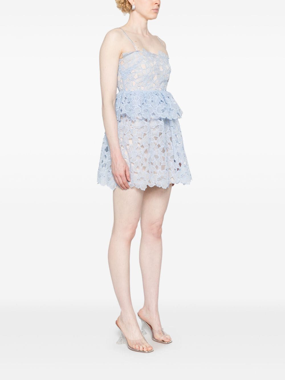 Blue Organza Lace Mini Dress