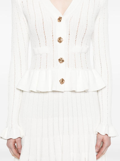 White Knit Peplum Mini Dress