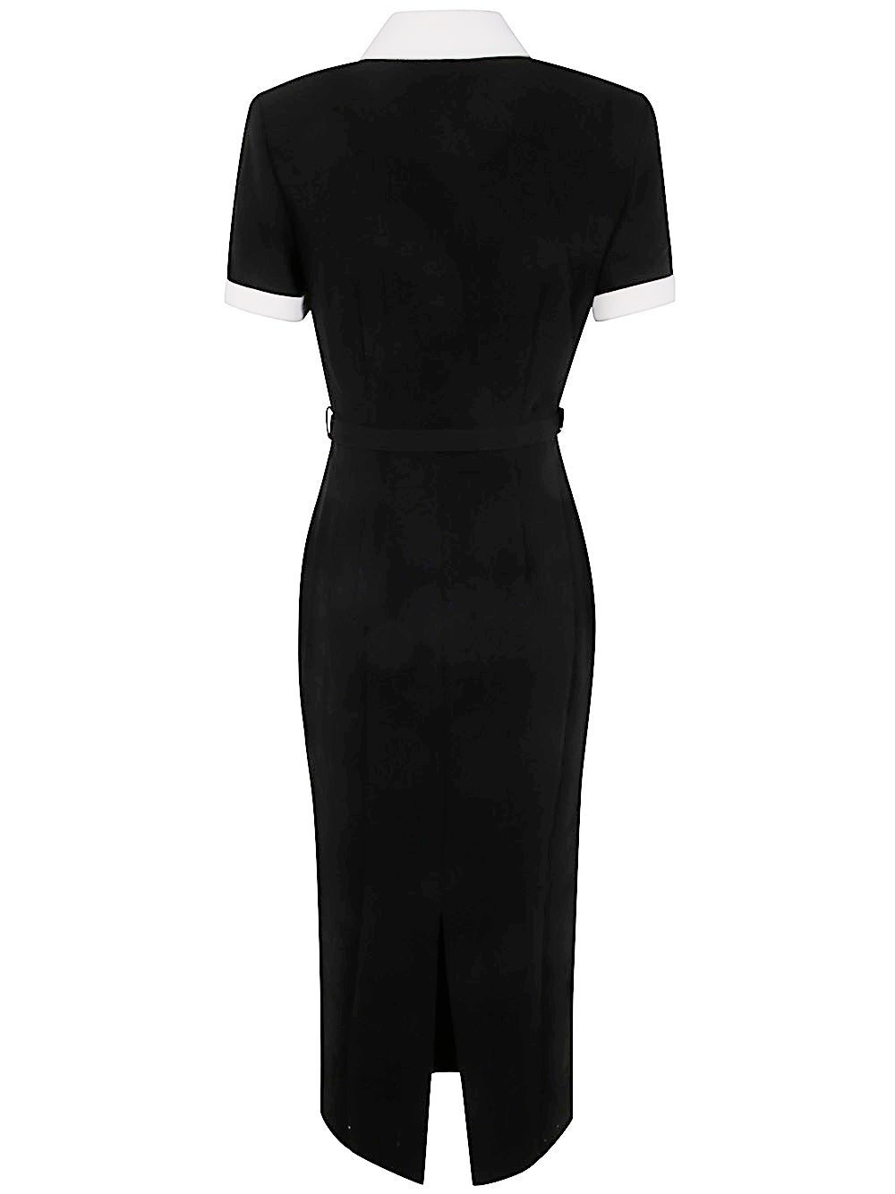 Black Crepe Contrast Midi Dress