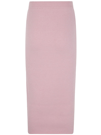 Pink Embellished Knit Midi Skirt