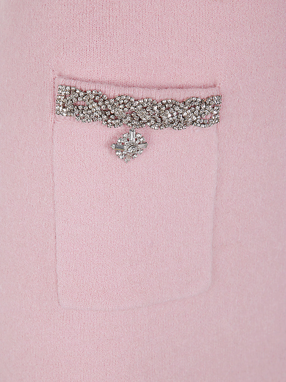 Pink Embellished Knit Midi Skirt