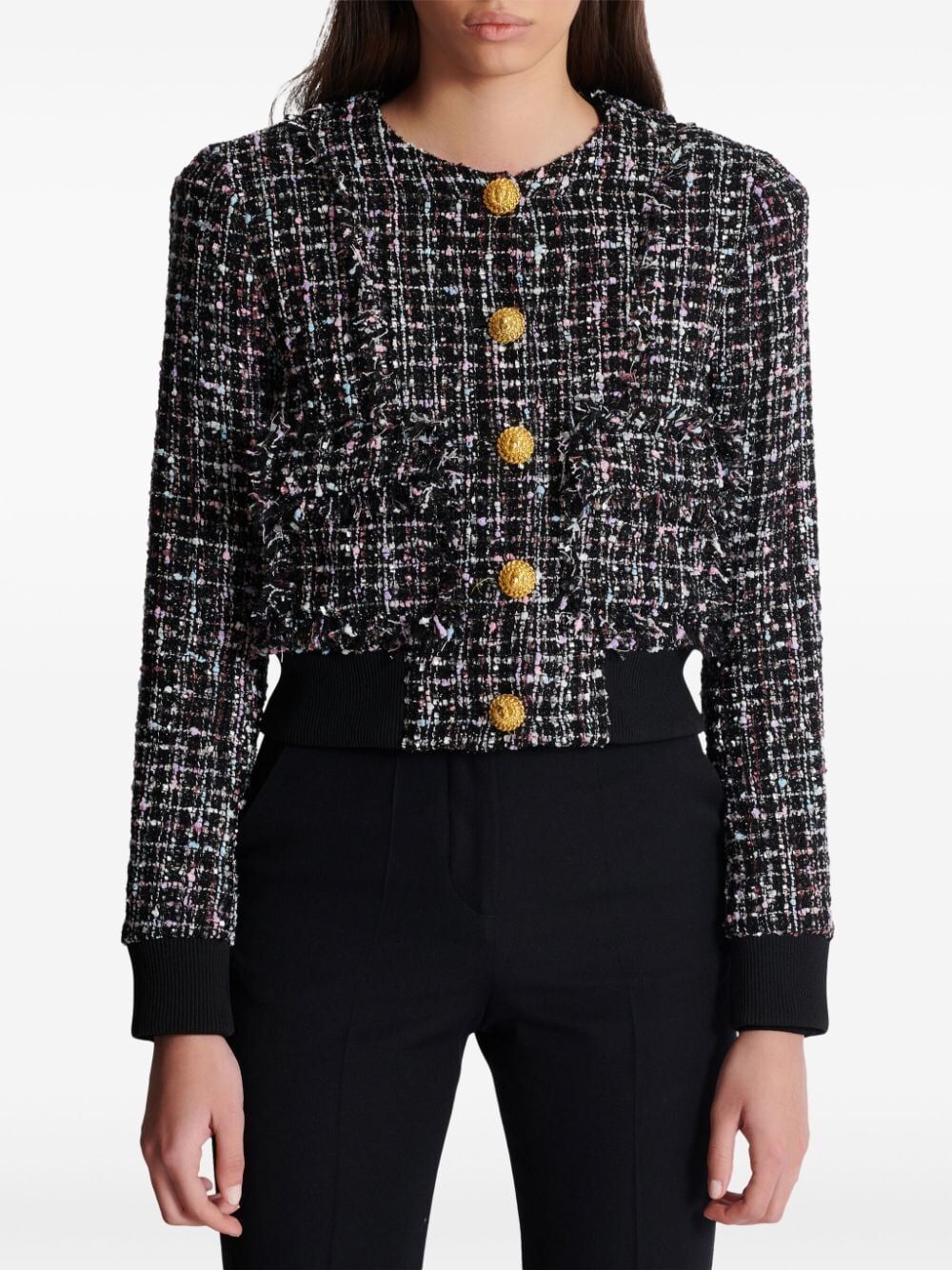 Buttoned Tweed Blouson