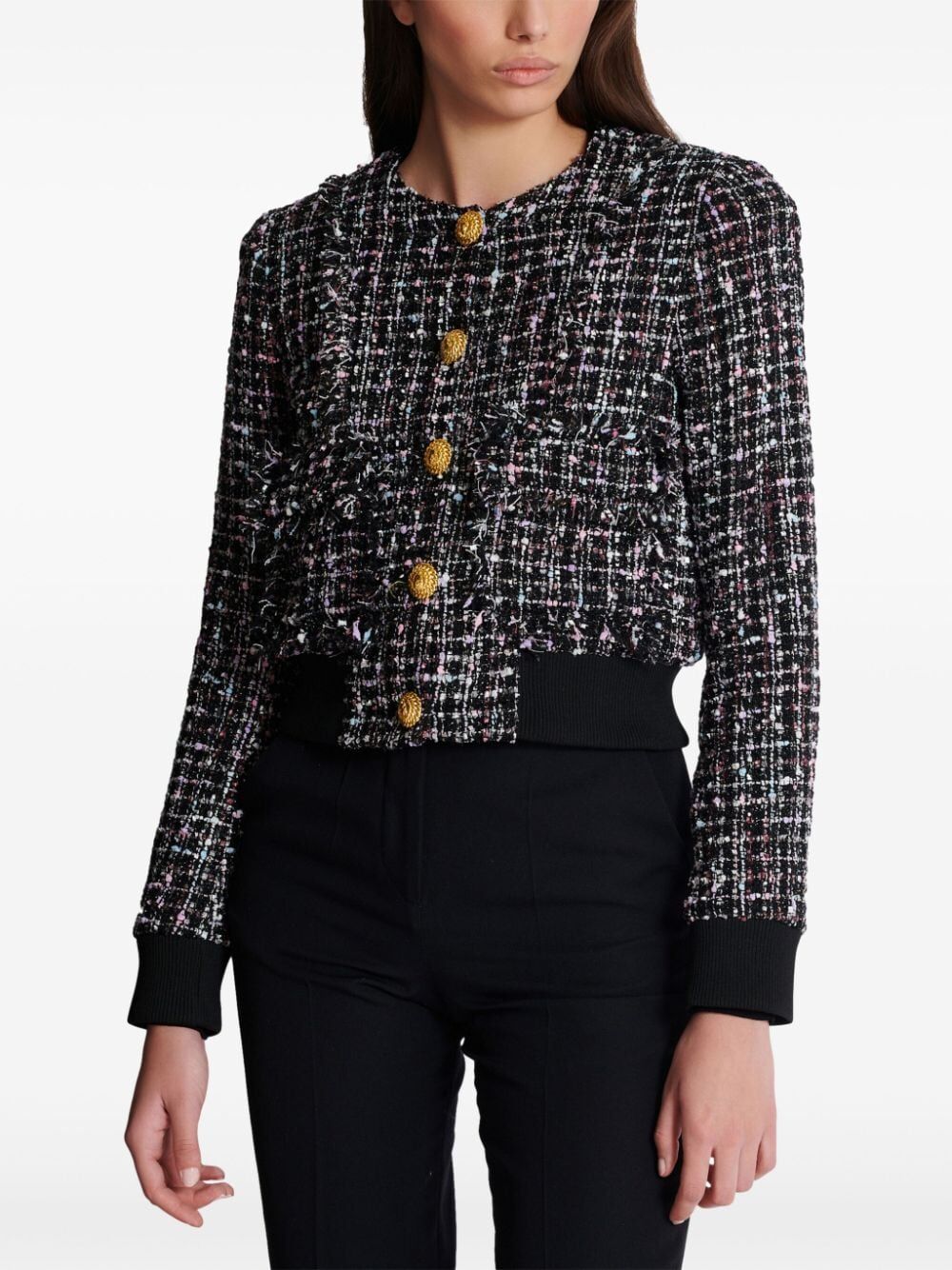 Buttoned Tweed Blouson