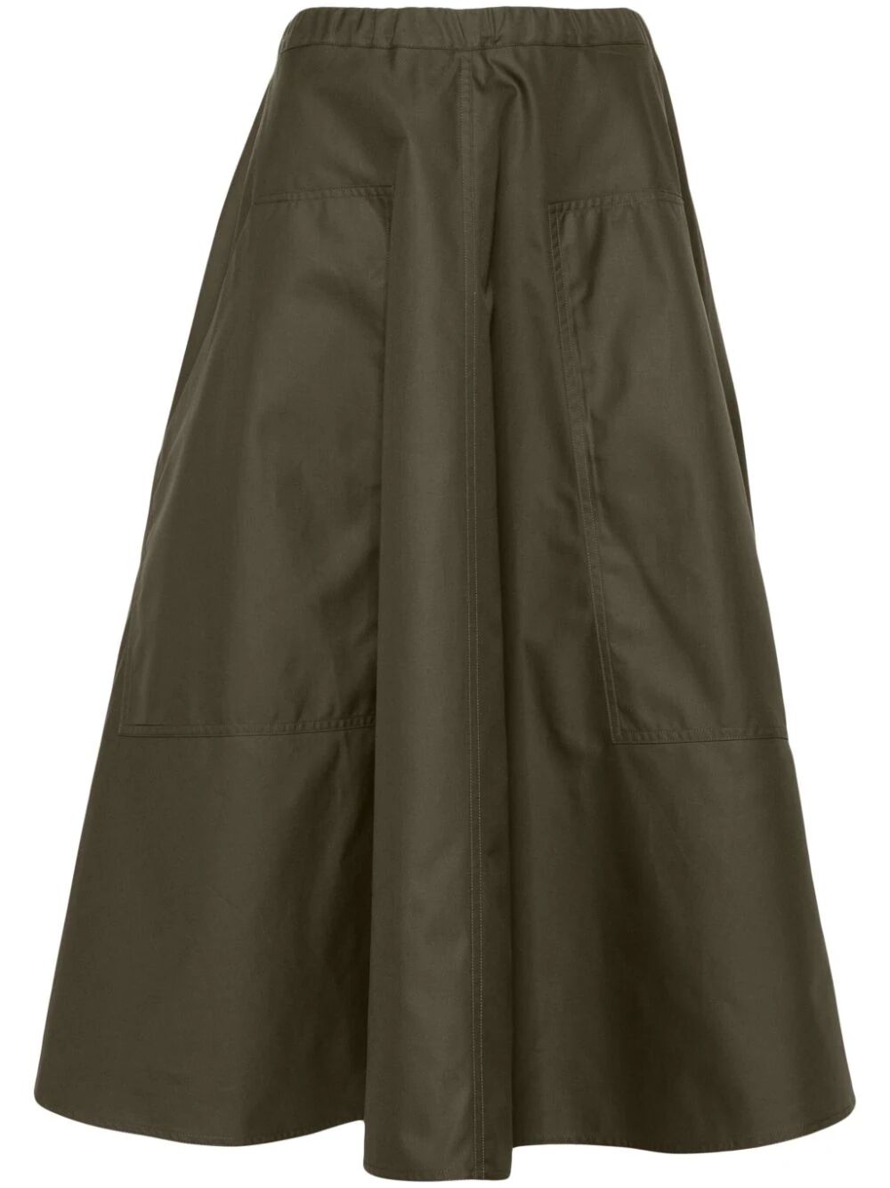 Wide Midi Skirt With Big Patched Pockets