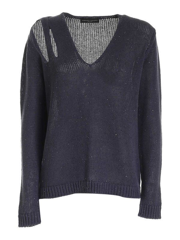 Pullover Con Cut-out Blu