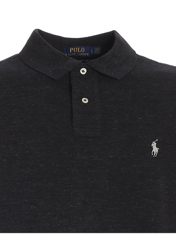 Polo Slim Fit Grigia Con Ricamo Logo