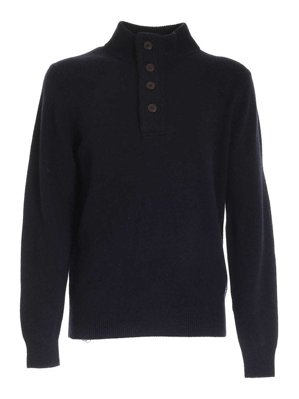 Maglione Patch Half Zip Blu