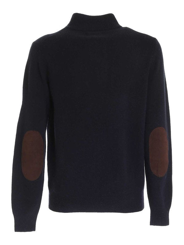 Maglione Patch Half Zip Blu