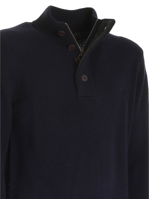 Maglione Patch Half Zip Blu