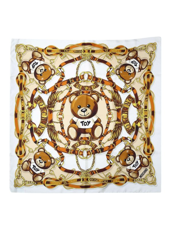 Foulard In Seta Con Stampa Teddy Bear