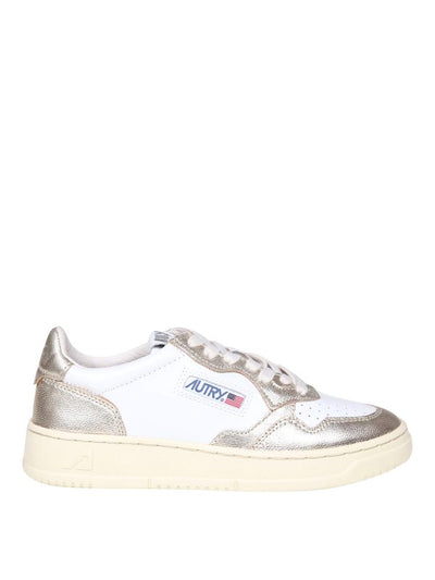 Sneakers In Pelle Colore Bianco E Platino