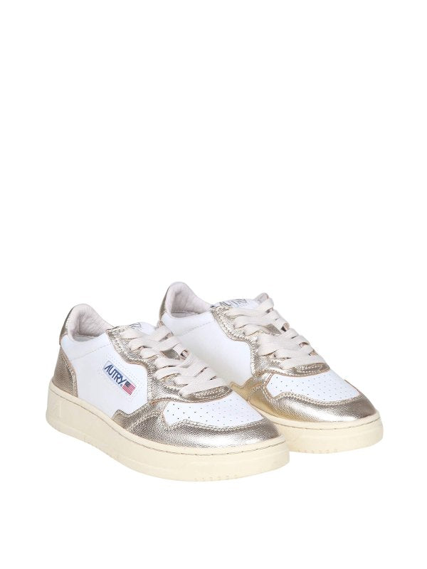 Sneakers In Pelle Colore Bianco E Platino