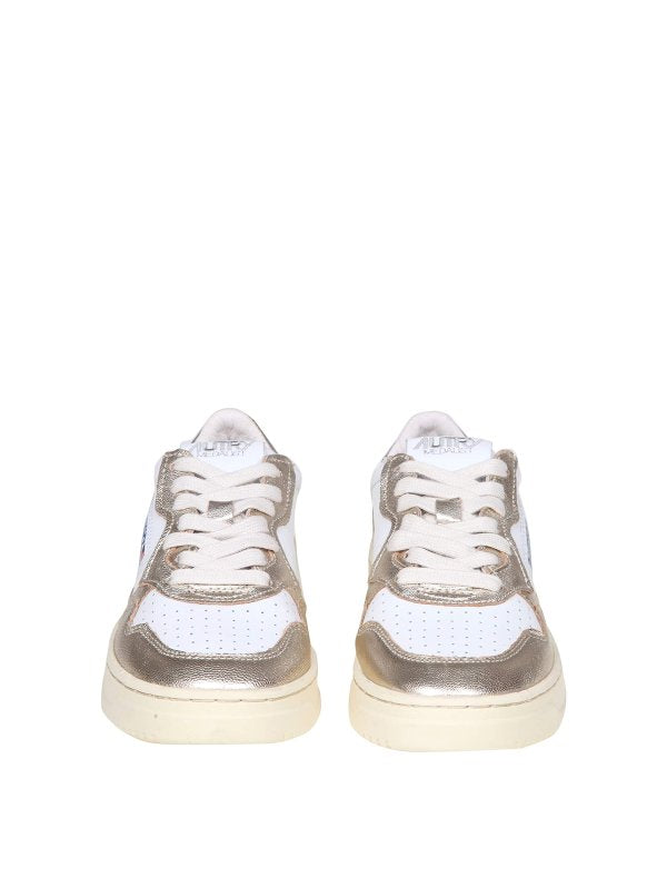 Sneakers In Pelle Colore Bianco E Platino