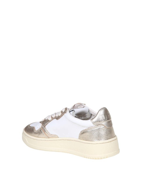 Sneakers In Pelle Colore Bianco E Platino