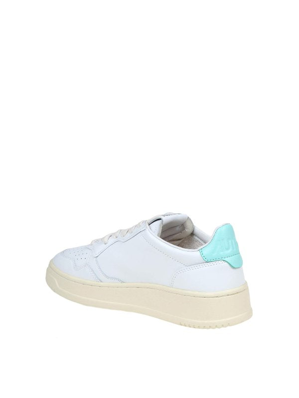 Sneakers In Pelle Colore Bianco E Turchese