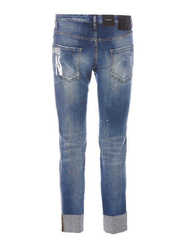 Jeans In Denim Con Logo Stampato